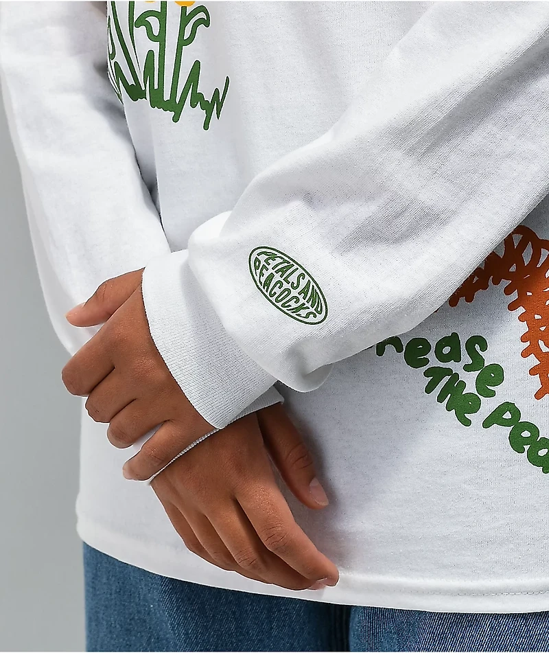 Petals and Peacocks Positive Nature White Long Sleeve T-Shirt