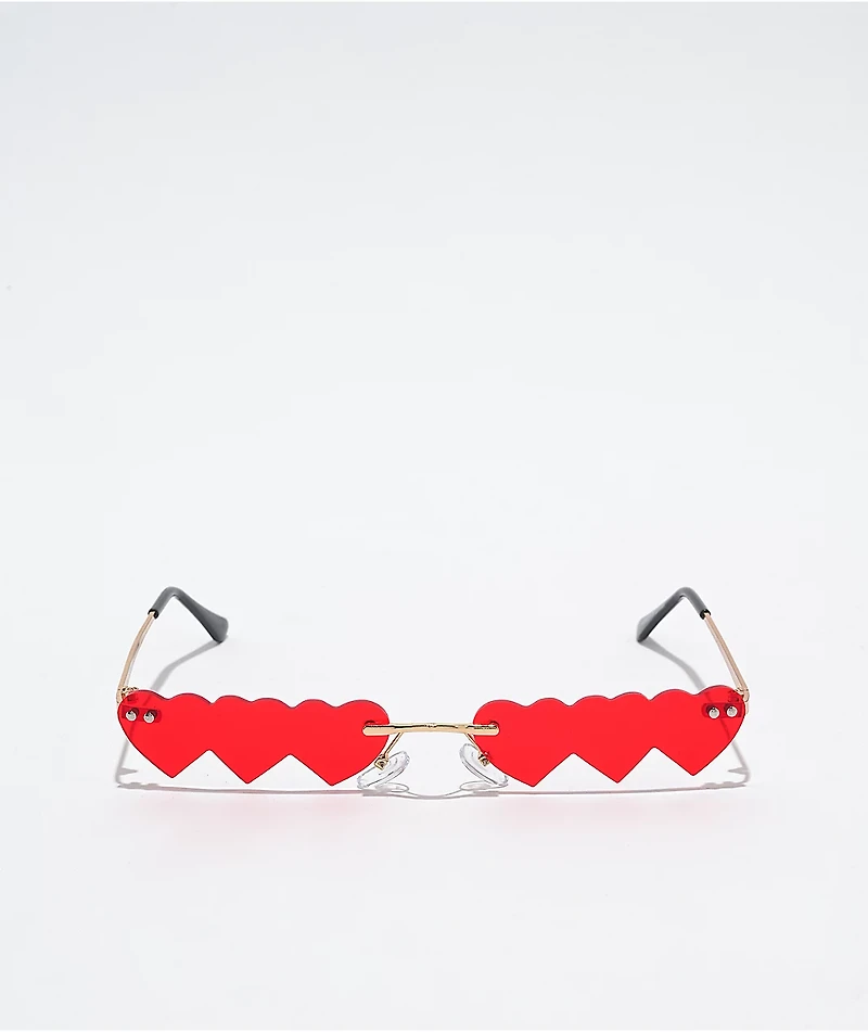 Petals and Peacocks Pusos Red Hearts Sunglasses
