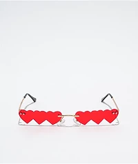 Petals and Peacocks Pusos Red Hearts Sunglasses