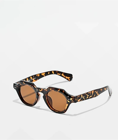 Petals and Peacocks Quantum Leopard Print Brown Sunglasses