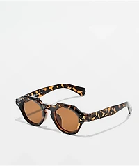 Petals and Peacocks Quantum Leopard Print Brown Sunglasses