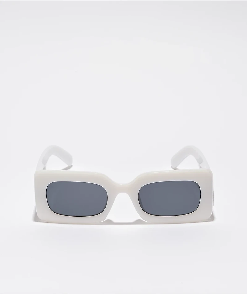 Petals and Peacocks Rhubic 2.0 Frosted White Sunglasses