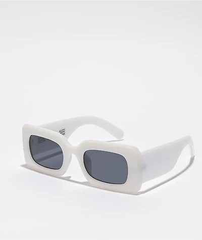 Petals and Peacocks Rhubic 2.0 Frosted White Sunglasses