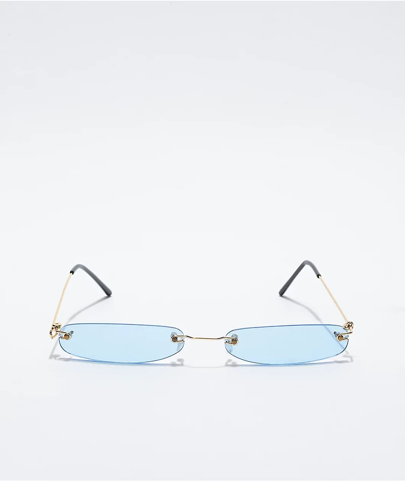 Petals and Peacocks Solesta Slim Frameless Blue Sunglasses