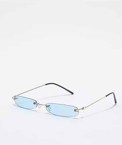 Petals and Peacocks Solesta Slim Frameless Blue Sunglasses