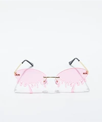Petals and Peacocks Water Drop Pink & Gold Sunglasses