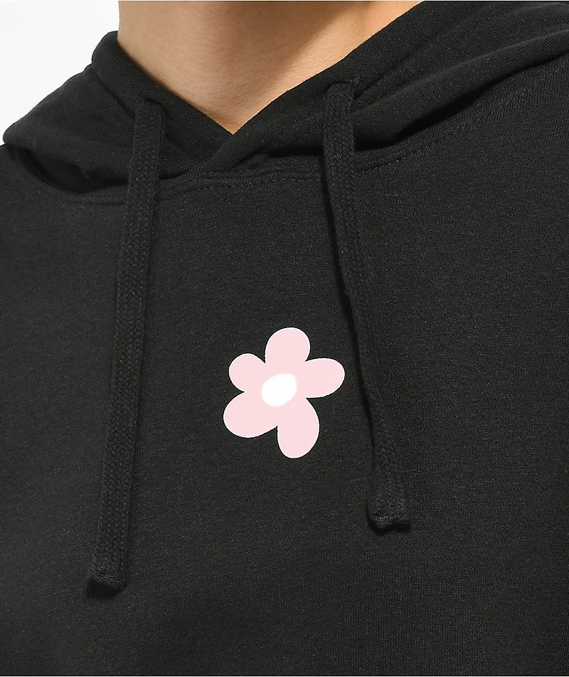 Petals and Peacocks We Grow Black Crop Hoodie