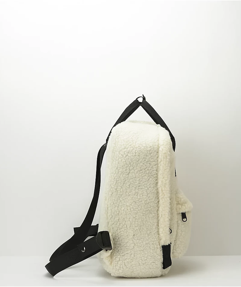 Petals and Peacocks White Sherpa Mini Backpack