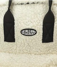 Petals and Peacocks White Sherpa Mini Backpack