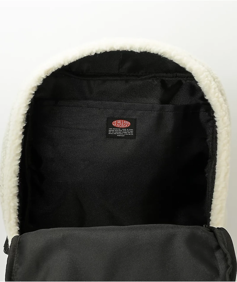 Petals and Peacocks White Sherpa Mini Backpack