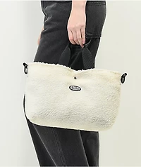 Petals and Peacocks White Sherpa Tote Bag