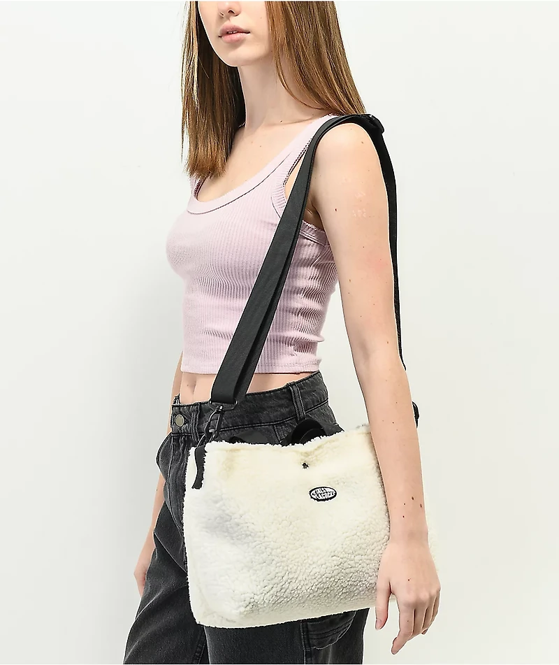Petals and Peacocks White Sherpa Tote Bag