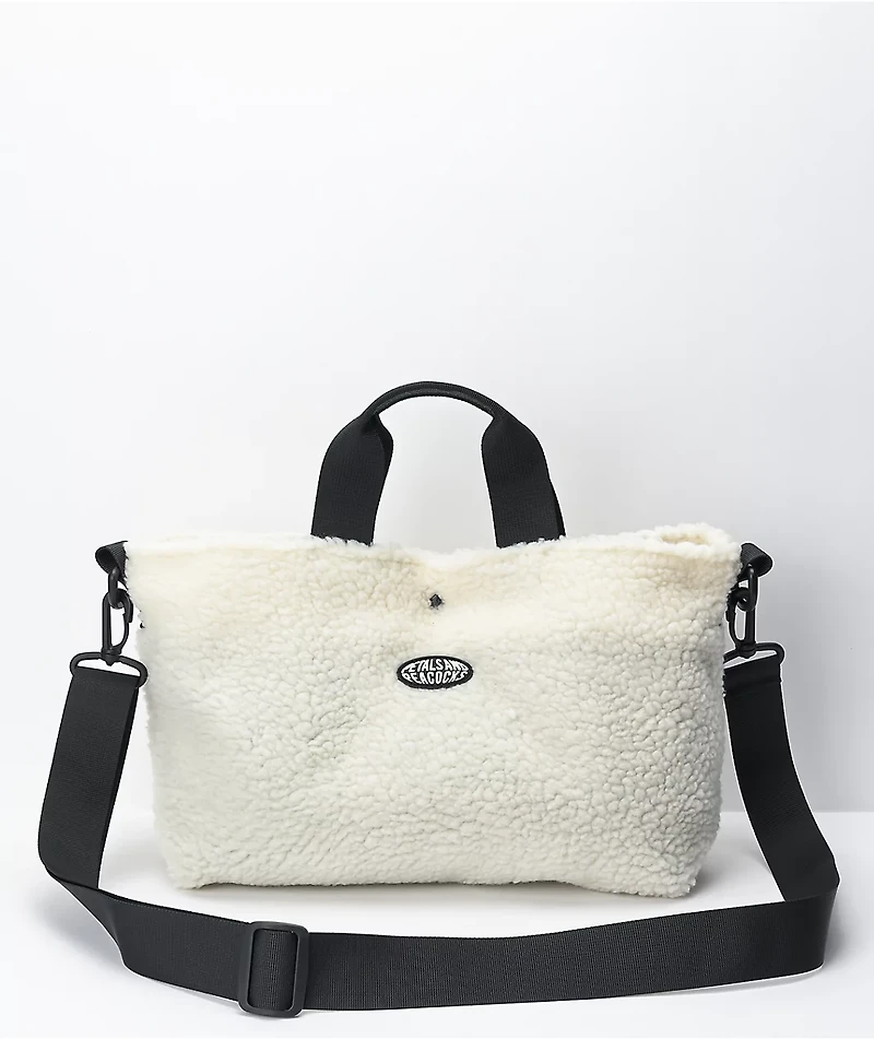 Petals and Peacocks White Sherpa Tote Bag