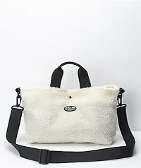 Petals and Peacocks White Sherpa Tote Bag