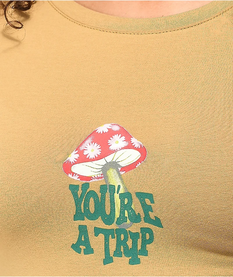 Petals and Peacocks You're A Trip Sand Crop T-Shirt