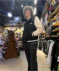 Petals by & Peacocks Black White Sherpa Varsity Jacket