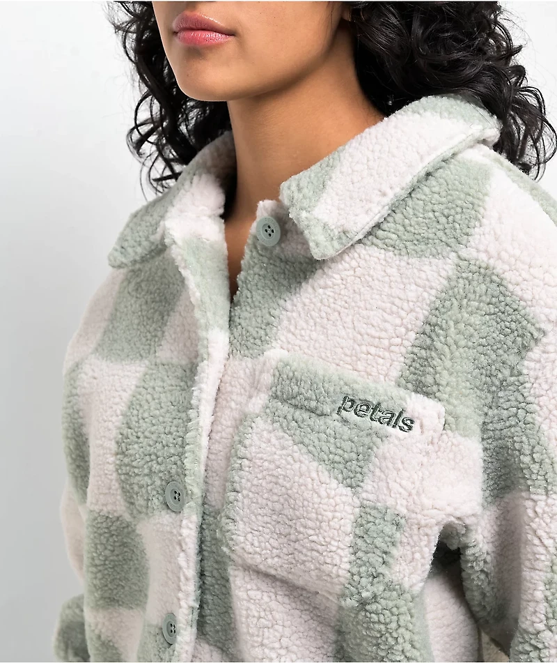 Petals by & Peacocks District Sherpa White Green Jacket