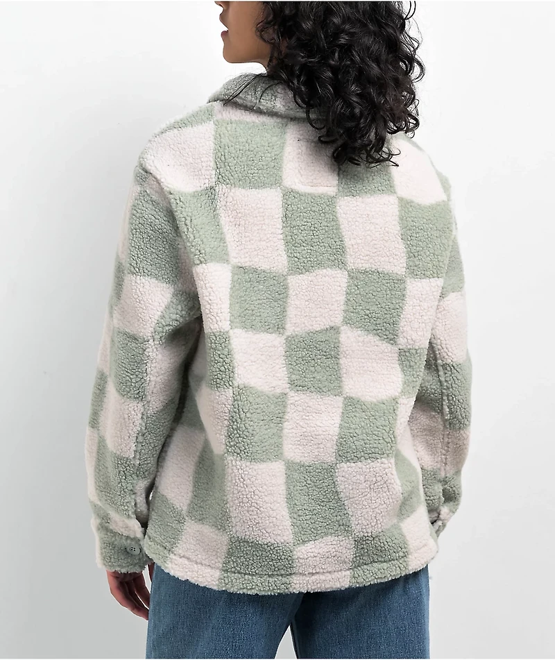 Petals by & Peacocks District Sherpa White Green Jacket