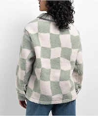 Petals by & Peacocks District Sherpa White Green Jacket