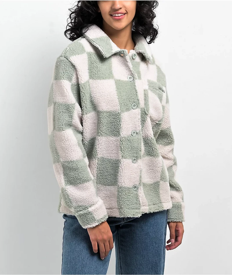 Petals by & Peacocks District Sherpa White Green Jacket