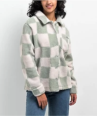 Petals by & Peacocks District Sherpa White Green Jacket