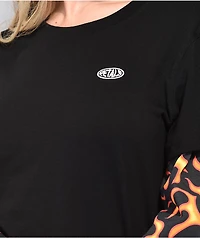 Petals by Petals & Peacocks Flames Black Layered Long Sleeve T-Shirt