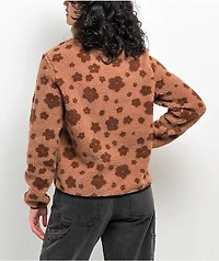 Petals by & Peacocks Flower Brown Sherpa Zip Jacket