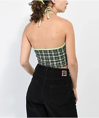 Petals by & Peacocks Green Plaid Halter Top