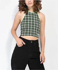 Petals by & Peacocks Green Plaid Halter Top