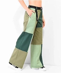 Petals by & Peacocks Patchwork Green Elastic Waist Pants