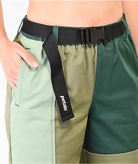 Petals by & Peacocks Patchwork Green Elastic Waist Pants
