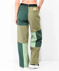 Petals by & Peacocks Patchwork Green Elastic Waist Pants