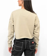 Petals by & Peacocks Technobutterfly Olive Crop Crewneck Sweatshirt