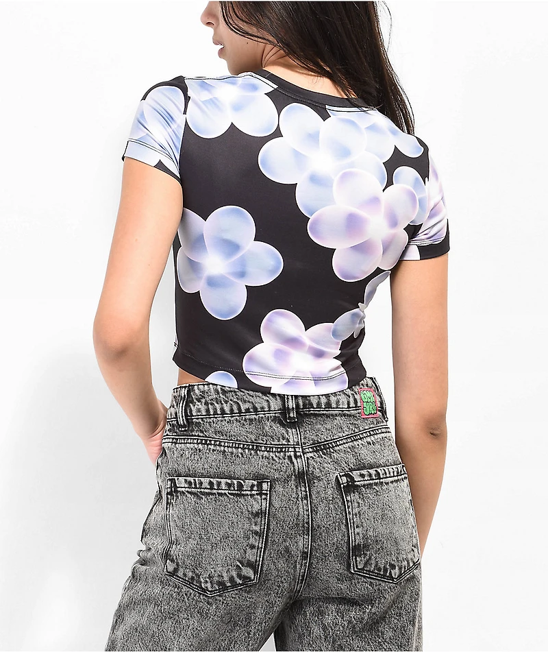 Petals by And Peacocks Butterfly Garden Black Crop T-Shirt