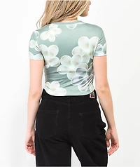 Petals by And Peacocks Butterfly Garden Green Crop T-Shirt