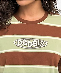 Petals by And Peacocks Stripe Green & Brown Crop T-Shirt