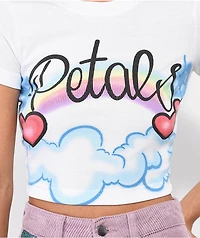 Petals by and Peacocks Airbrush Clouds White Crop T-Shirt
