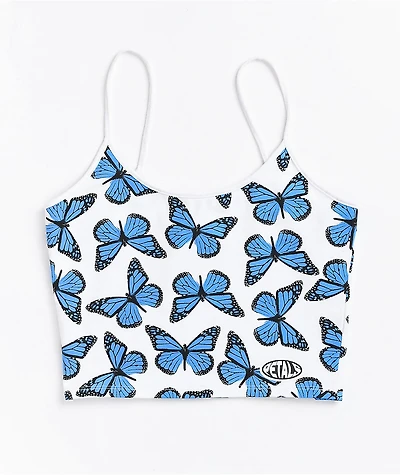 Petals by and Peacocks Butterffly Effect White Spaghetti Strap Tank Top