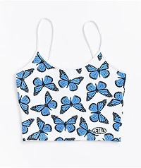 Petals by and Peacocks Butterffly Effect White Spaghetti Strap Tank Top