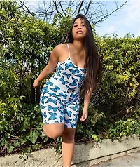 Petals by and Peacocks Butterfly Effect White Bike Shorts