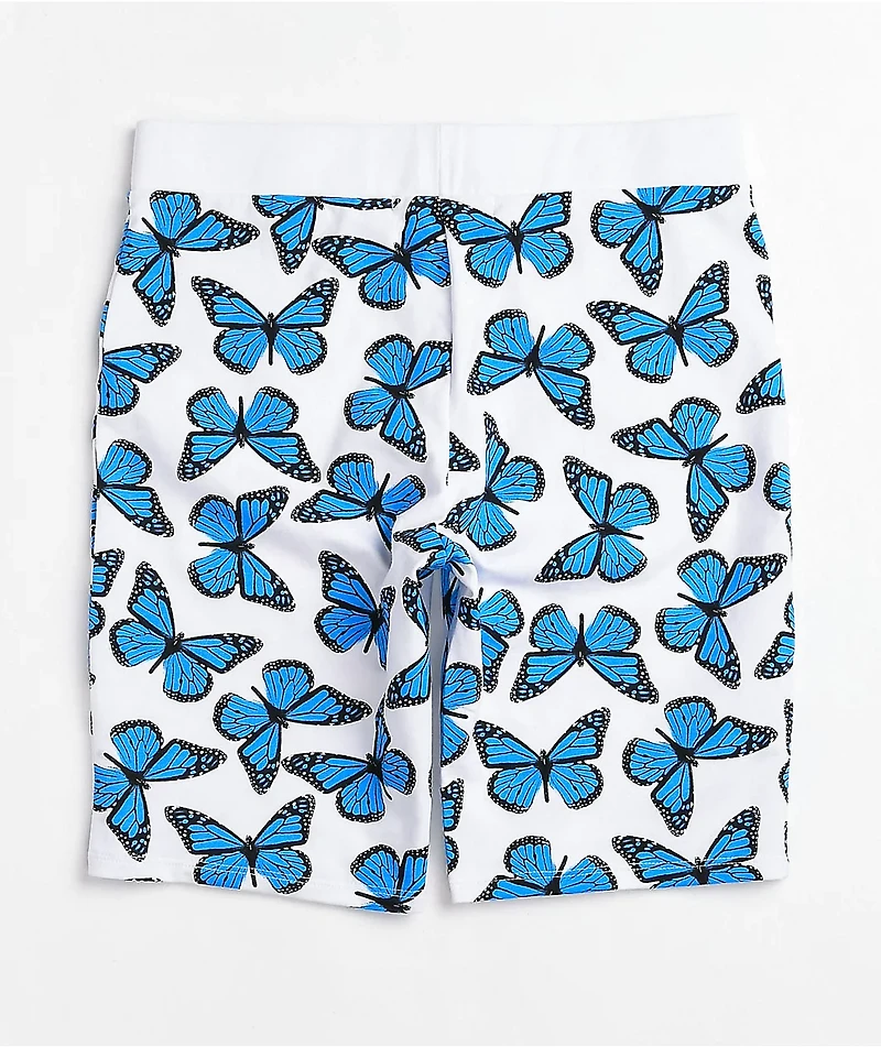 Petals by and Peacocks Butterfly Effect White Bike Shorts
