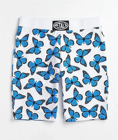 Petals by and Peacocks Butterfly Effect White Bike Shorts
