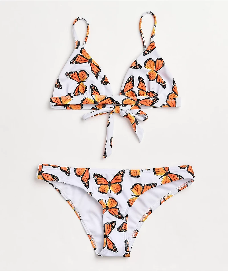 Petals by and Peacocks Butterfly Effect White Cheeky Bikini Bottom