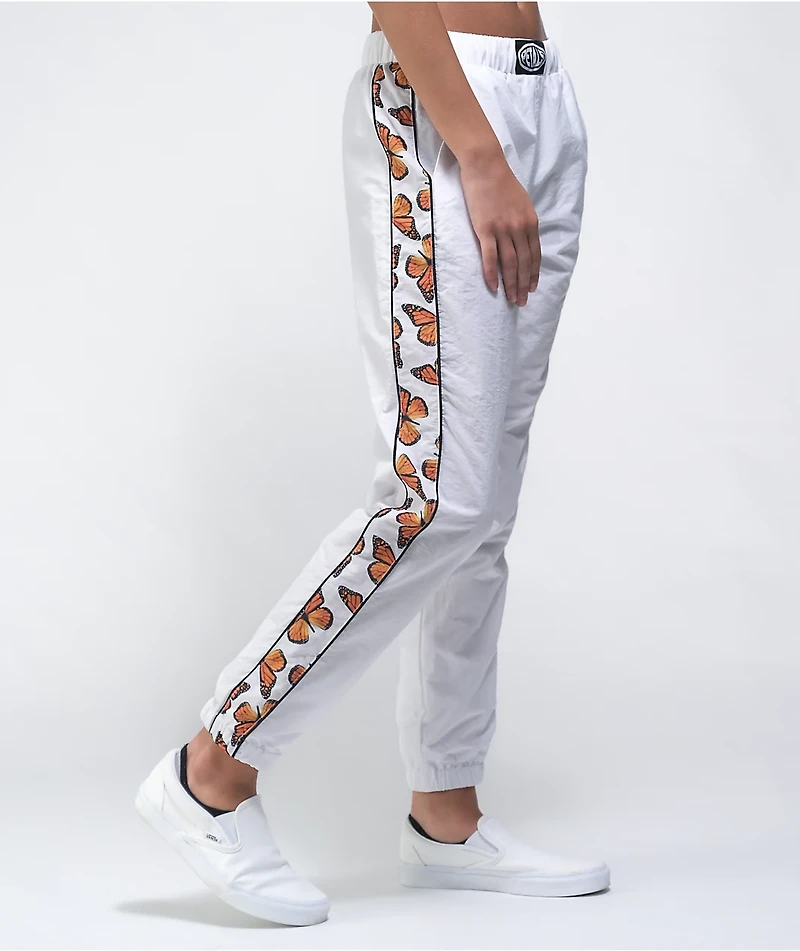 Petals by and Peacocks Butterfly Effect White Track Pants