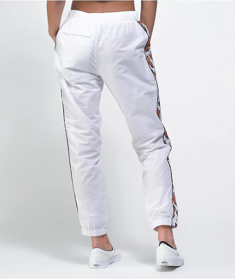 Petals by and Peacocks Butterfly Effect White Track Pants