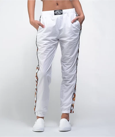 Petals by and Peacocks Butterfly Effect White Track Pants
