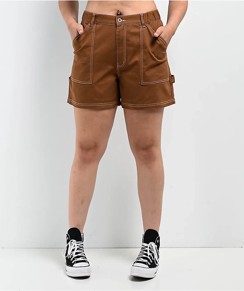 Petals by and Peacocks Construct Painter Brown Shorts