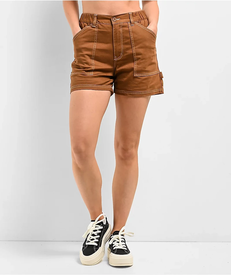 Petals by and Peacocks Construct Painter Brown Shorts