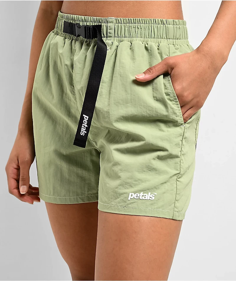 Petals by and Peacocks Cruise Sage Green Tech Shorts