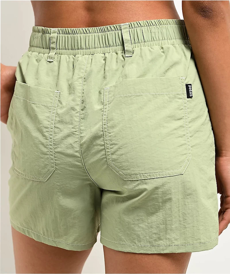 Petals by and Peacocks Cruise Sage Green Tech Shorts